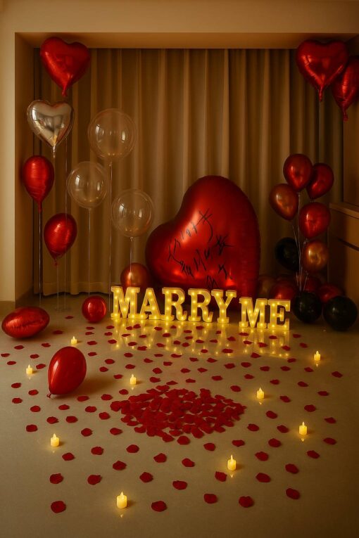 氣球佈置 LOVE 求婚場景